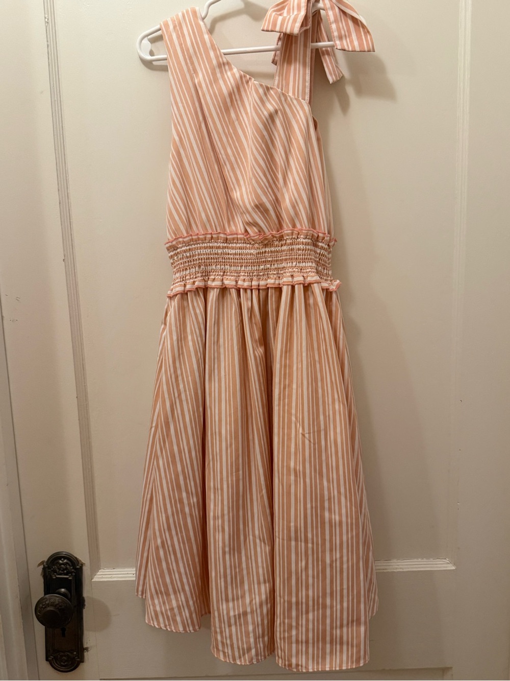 Habitual Girls Stripe Assymetric High Low One Shoulder Peach Dress